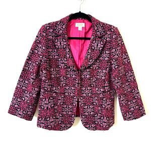 Talbots Pink and Black Patterned Blazer
